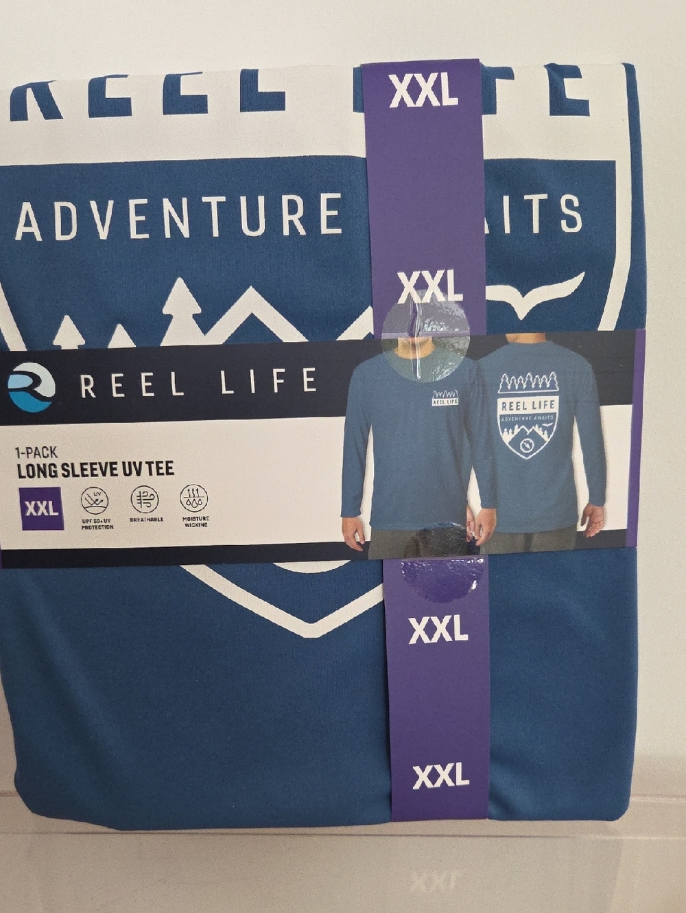 Men's Long Sleeve Reel Life  UV Tee - Blue (XXL)...NWT